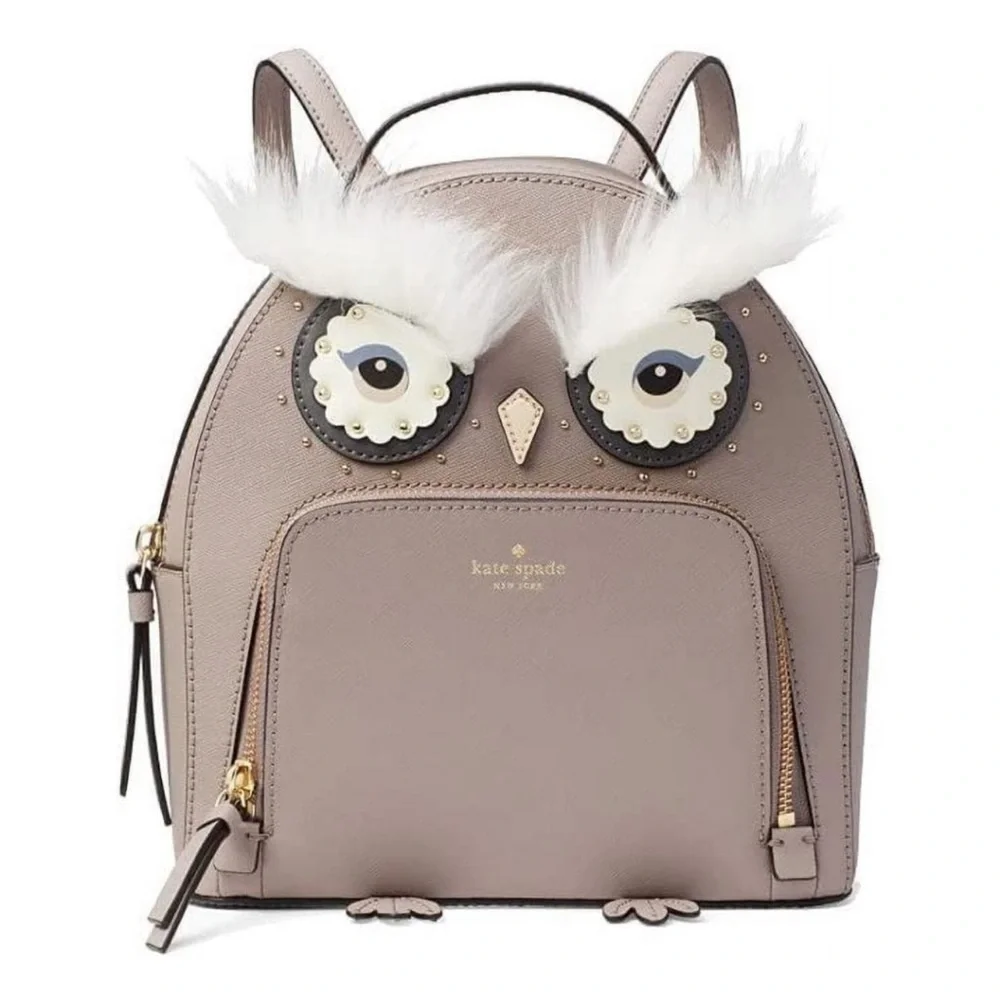Kate Spade Star Bright Owl Tomi Cityscape Grey Leather Novelty Backpack